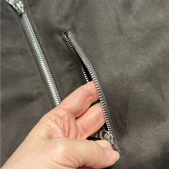 Banana Republic Faux Suede Chocolate Brown Bomber Jacket Men’s Medium - Picture 5 of 14